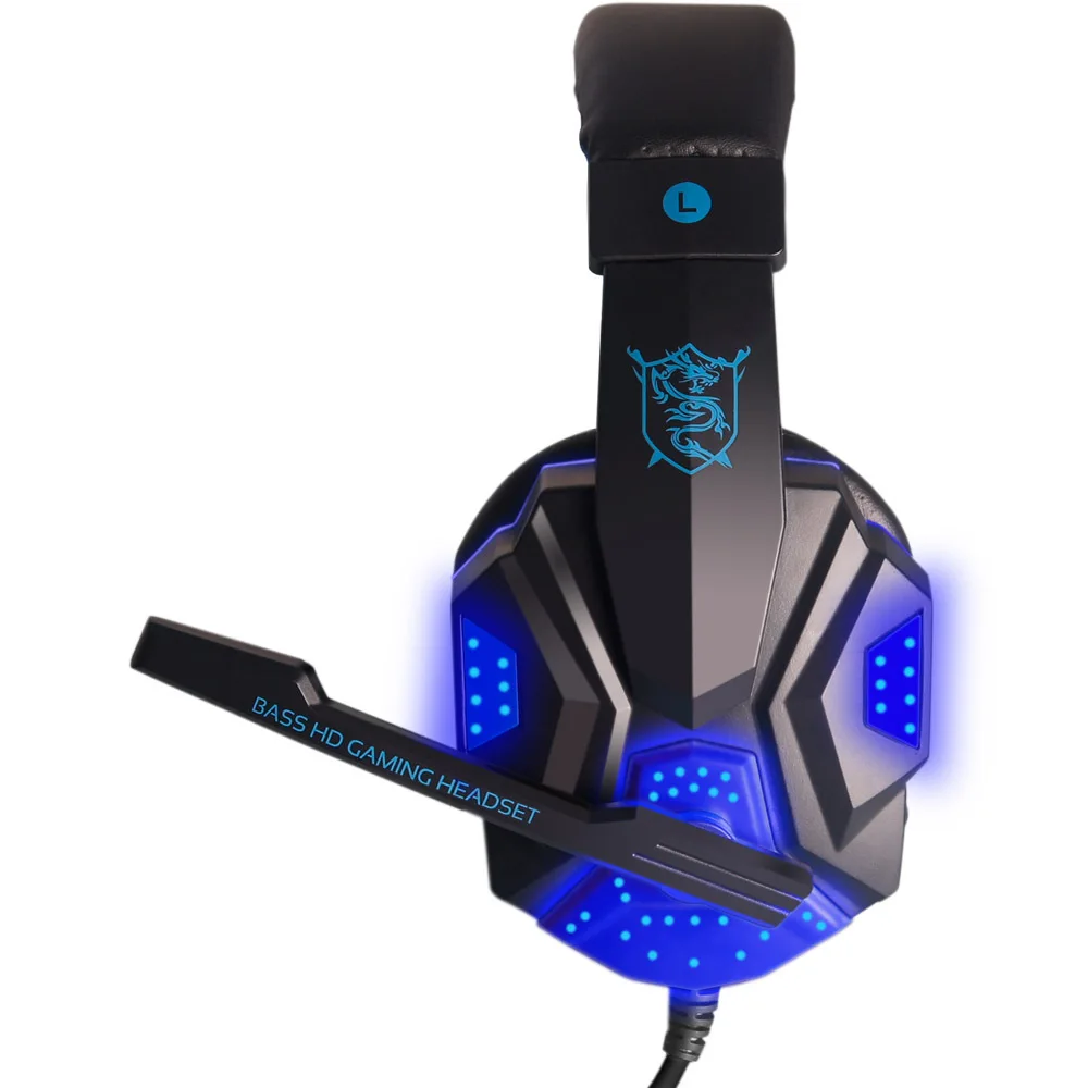 Plextone PC780 Bass Stereo Gaming Headphone Headsets Headband LED Light with Mic Noise Reduction For Computer Gamer PC