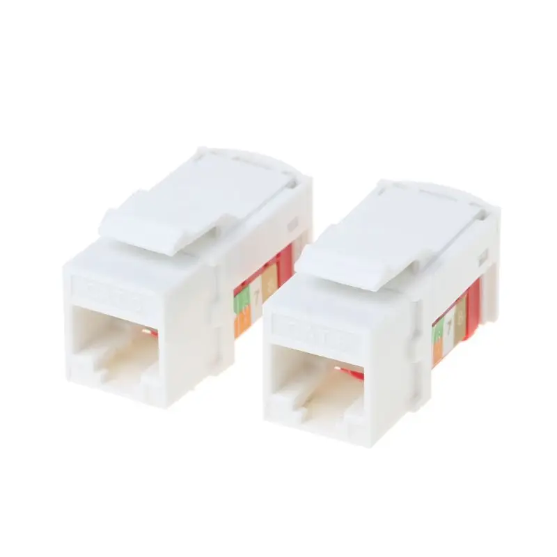2pcs Cat5e RJ45 Tool-Less Modular Keystone Jack White