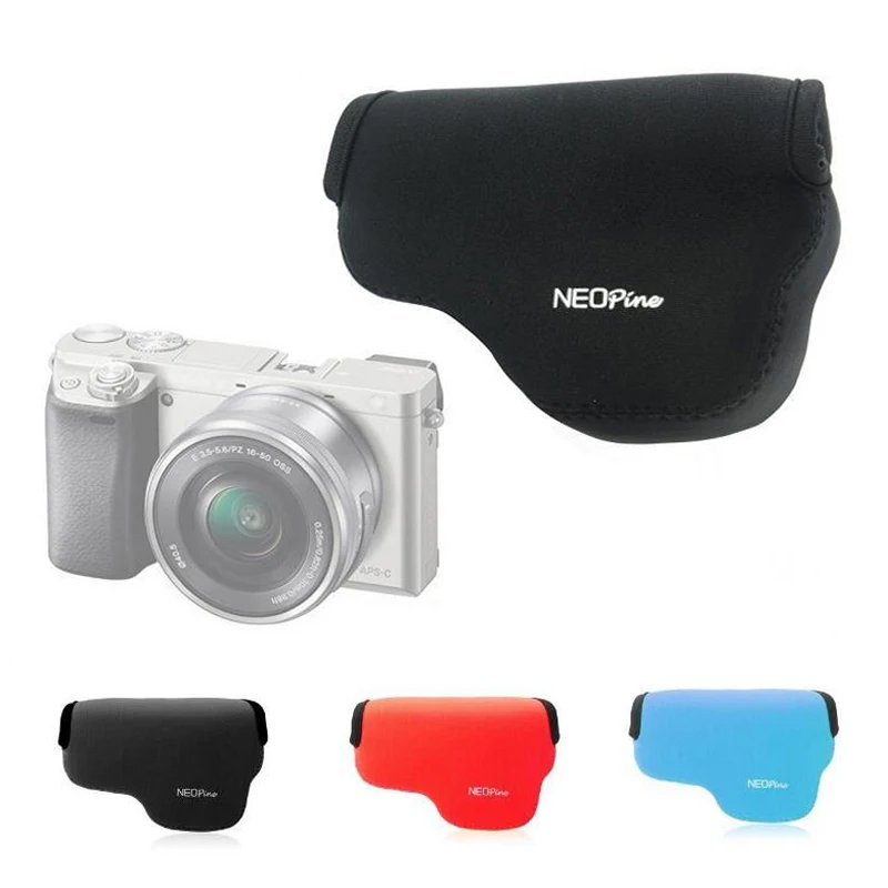 

portable Neoprene Soft Camera Bag case For SONY A6000 A6000L A6100 NEX-6 NEX-7 with 16-50mm Lens protective Cover Pouch