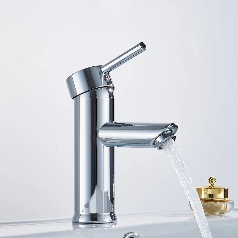 

Bathroom faucet basin faucet Chrome Straight bathroom sink faucet tap water waterfall basin mixer