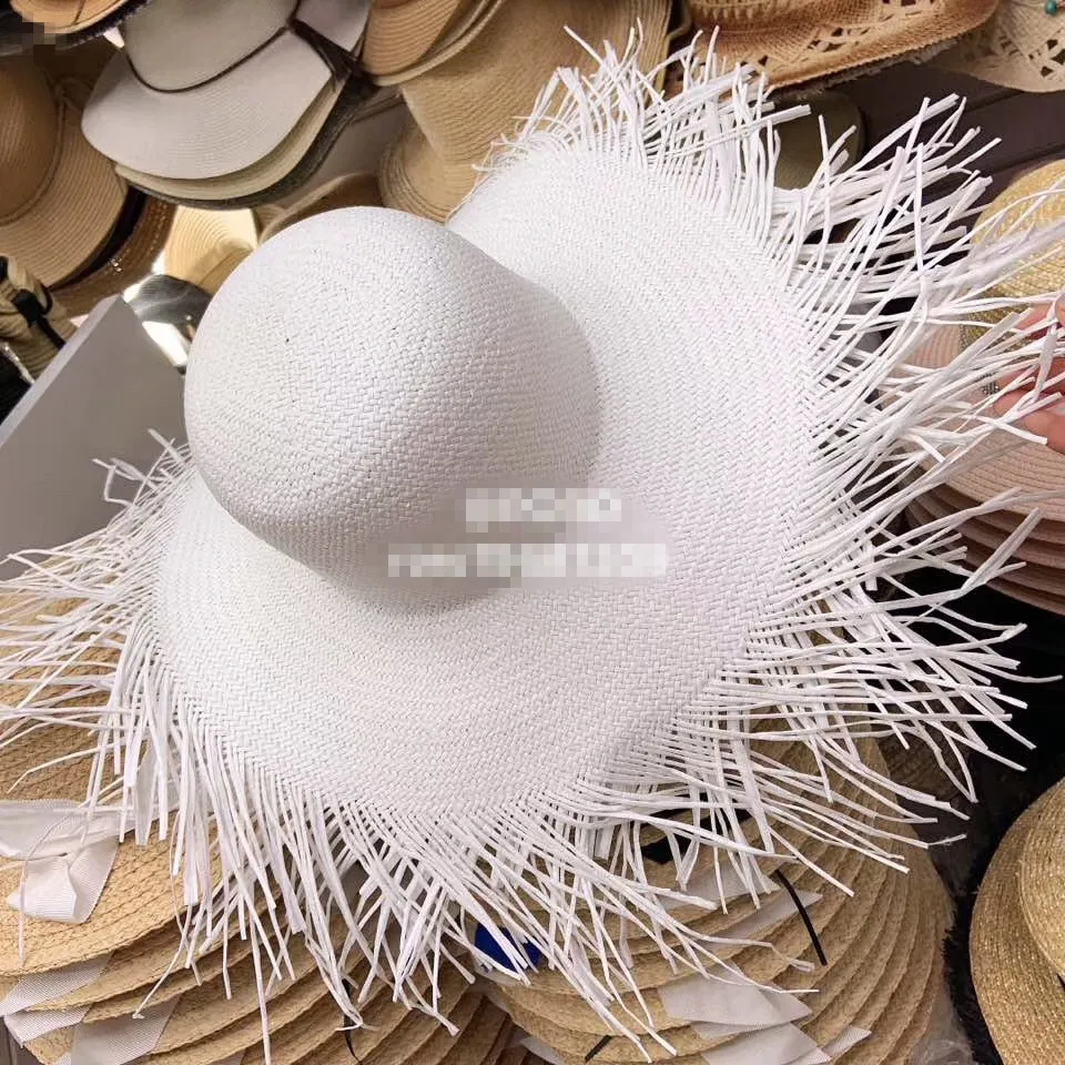 

01902-axi summer handmade paper grass can cut wind brim holiday hat solid lady beach sun cap women leisure hat take photo
