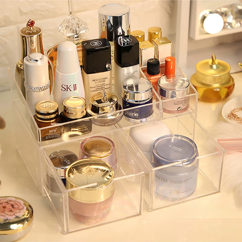 Nordic Large Cosmetic Storage Box With Drawer Acrylic Desktop Jewelry Mask Lipstick Brush Makeup Organizer Sundries Container Nordic Large Cosmetic Storage Box With Drawer Acrylic Desktop Jewelry Mask Lipstick Brush Makeup Organizer Sundries Container