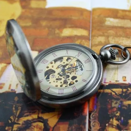 

FLIP COVER COPPER JADE COLOR PATTERN MECHANICAL POCKET WATCH freeship