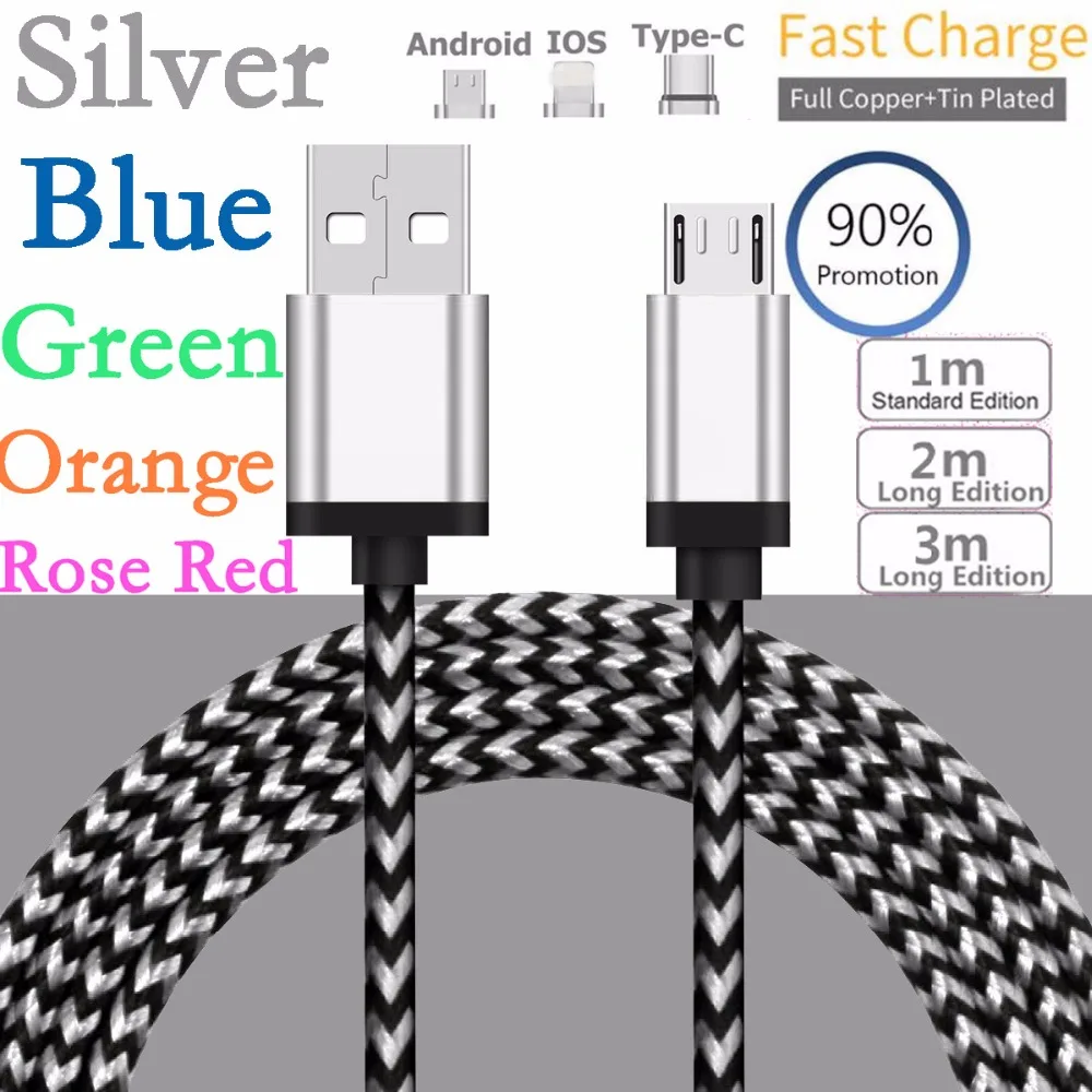 Goedkoop 1 m 2 m 3 m Aluminium Gevlochten Weave Oplaadkabel Micro USB Type C iOS Sync Gegevens Cord voor Apple iPhone x 6 7 8 Voor Samsung S9 S9 +
