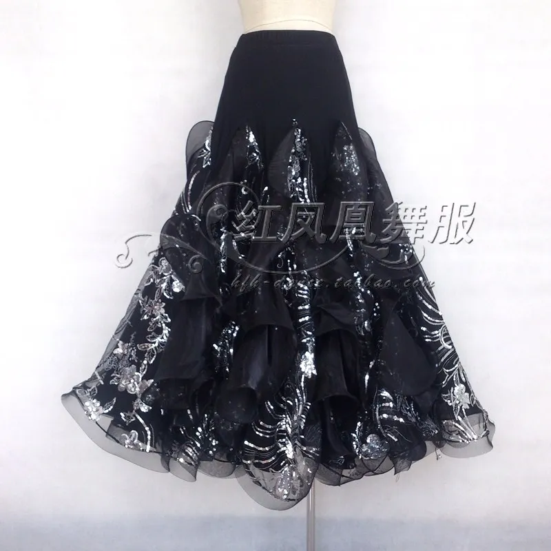 

New style Ballroom dance costumes sexy spandex embroidery ballroom dance skirt for women ballroom dance skirts S-4XL