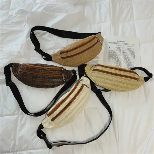 

Women Straw Waist Fanny Pack Belt Bags Pouch Travel Hip Bum Bag Woven Purse Travelling Mobile Phone Bag Waist Packs Chest Bag