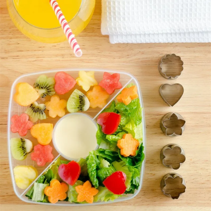 8 Piece Vegetable Cutter Shapes Set Mini Cookie Cutters Flower Animal