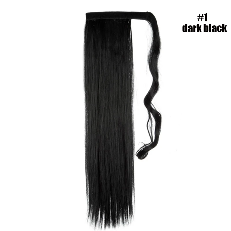 S-noilite обернуть вокруг конского хвоста клип в наращивание волос Синтетический прямой шиньон накладные волосы для женщин - Цвет: dark black