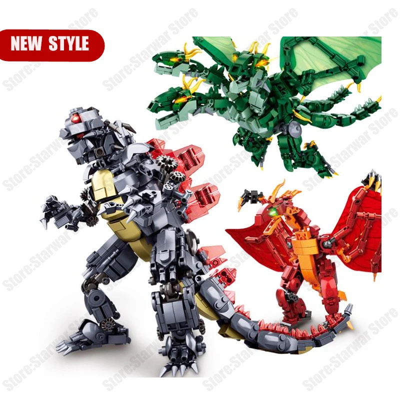 

Compatible legoed Godzilla Ghidorah Rodan toys setsKing Monsters movies building kits blocks bricks city burn creator technic