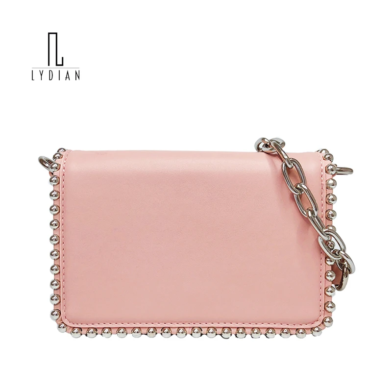 

LYDIAN Pearl Round White Summer Day Clutch Fashion Rivet Chain Bag 2018 New Handbag Messenger Bag Shoulder Designer Tote Sacoche