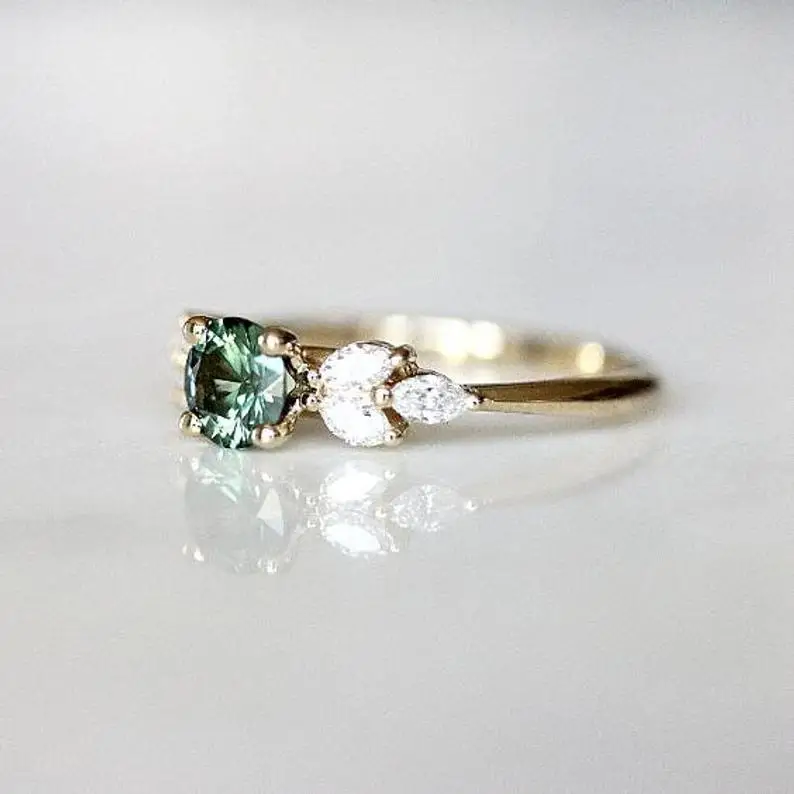 Элегантные циркониевые кольца с белым и зеленым кристаллом для женщин, Свадебные обручальные вечерние кольца, подарки на день Святого Валентина, модные ювелирные изделия