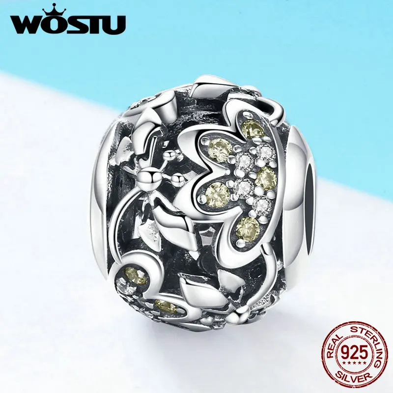 WOSTU/горячая распродажа Стерлинговое Серебро 925 пробы милая Стрекоза и цветок