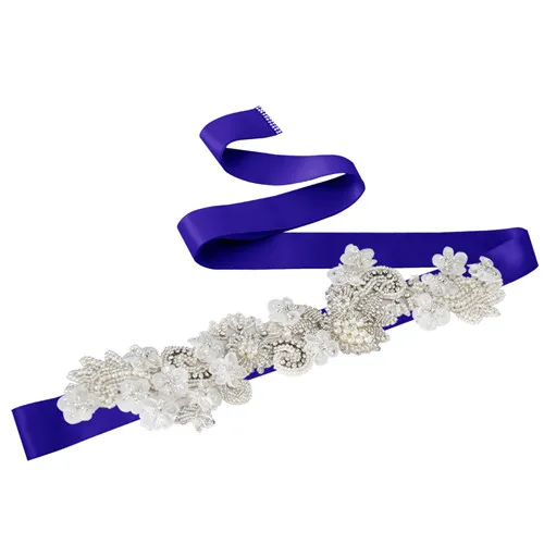 TRiXY S331 кристалл свадебный пояс жемчужные бриллианты вышитые свадебные пояса свадебные аксессуары вечернее платье пояс пояса - Цвет: royal blue