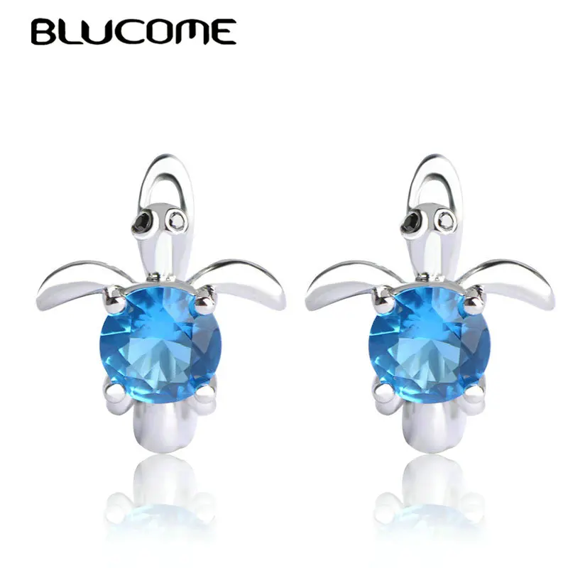 

Blucome Fashion Small Tortoise Stud Earring Copper Zircon Green D Hooks Turtle Earrings For Women Girls Wedding Holiday Jewelry