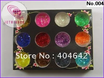

12 Pots / Lot Nail Art Decoration Glitter Long Filament Colored Cosmetic Glitter