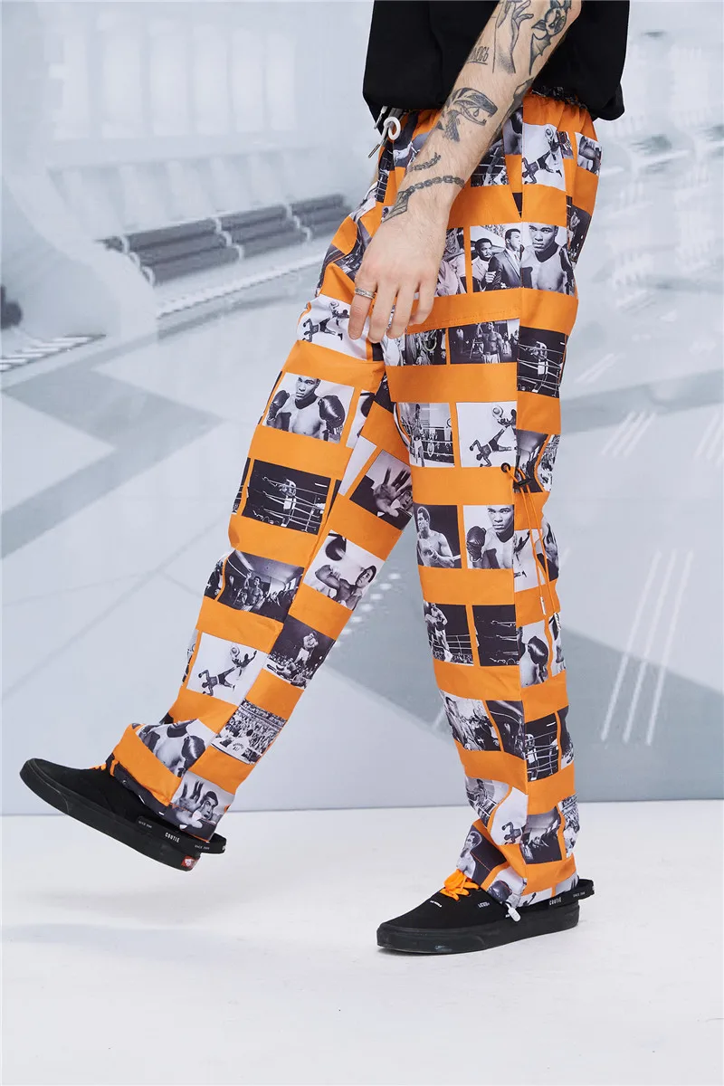Летние бегуны мужские хип-хоп боксерские звезды напечатаны уличная Harajuku Спортивные Штаны спортивные штаны модные мужские повседневные брюки спортивные штаны