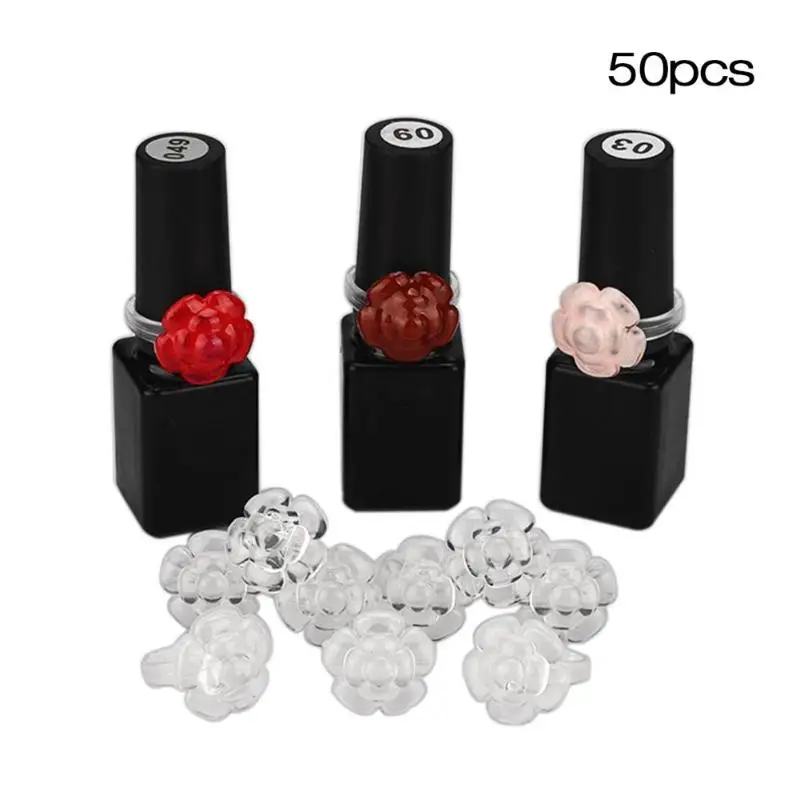 

50pcs Transparent Nail Gel Polish Bottle Display Varnish Color Ring False Nails Palette DIY Manicure Tool