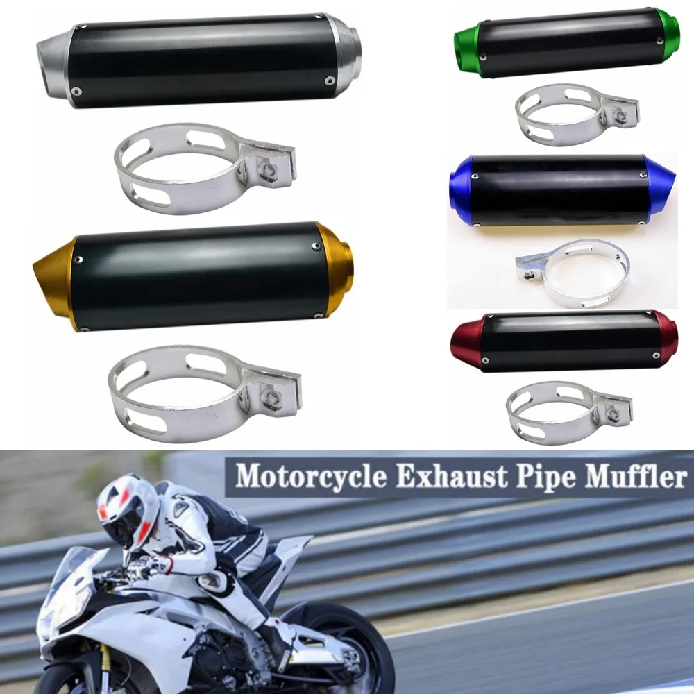 Pit Dirt Bike CNC EXHAUST Muffler Steel Silencer 110cc 125cc 140cc Red End Cap