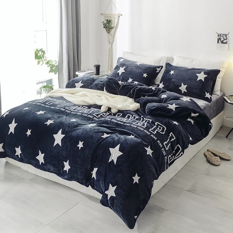 Home Textiles Warm Winter Treasure Hair Pink Star Navy Blue Gray