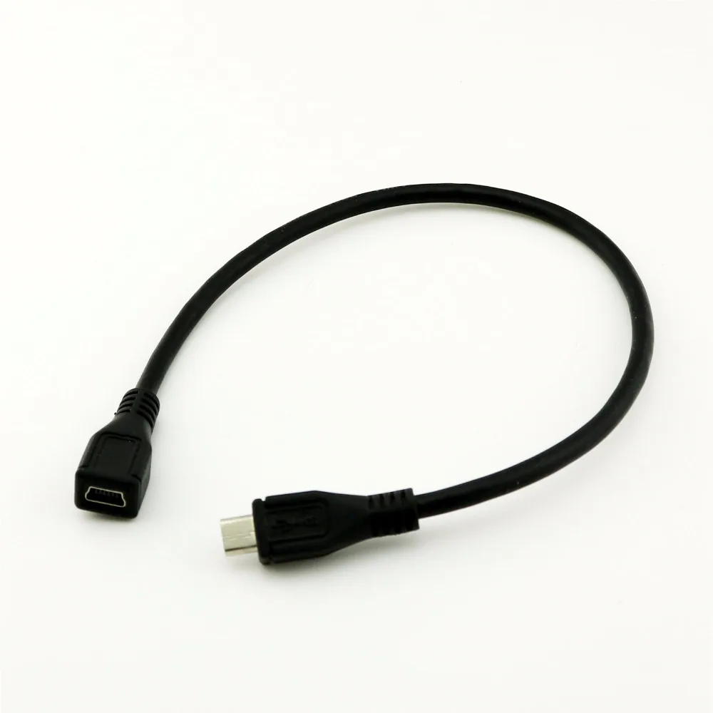 1 قطعة USB 2.0 البسيطة B 5 دبوس الإناث إلى المصغّر USB الذكور شاحن بيانات تحويل كابل محول 30 سنتيمتر