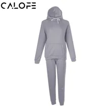 CALOFE осенне-зимний спортивный комплект для фитнеса, толстый комплект для фитнеса, спортивный костюм для тренировок из 2 предметов, спортивный костюм с капюшоном для девочек, спортивный костюм для бега