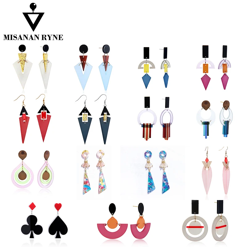 

MISANANRYNE Fashion geometric Drop Earrings 15 Style Acrylic Bohemia Long Earrings for Christmas Party Jewelry Gifts