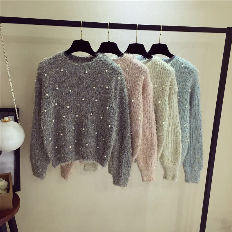 

2019 Women's Pullovers Knitted Sweater Ladies Loose Solid Color Sweaters Winter Spring Female Jumper Tops Casual Truien