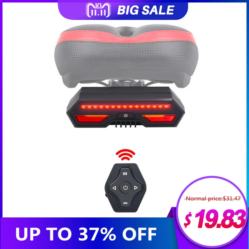 

Wireless Bike Bicycle Rear Turn Signal Light Laser Tail Lamp Smart USB Rechargeable Cycling Accessories Remote Turn Led