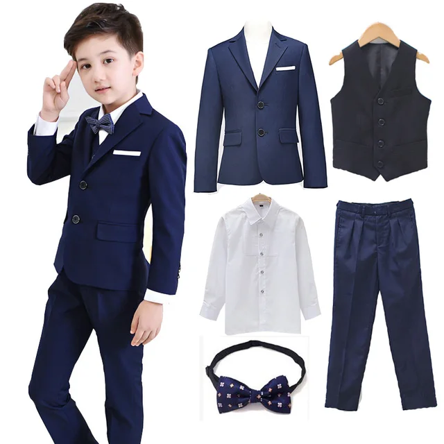 5pcs/set Boys Blazer Suits set (suit+pant+vest+shirt+tie) Kid Boy ...