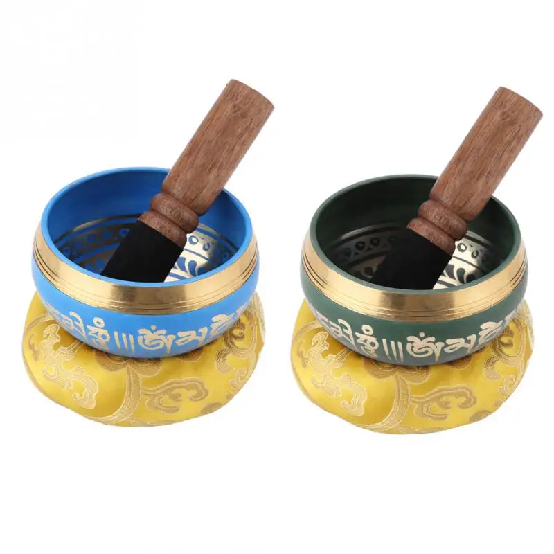 

Tibetan Buddhism Hammered Singing Bowl Set for Yoga Prayer Meditation