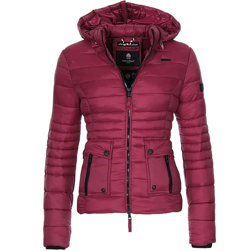 ZOGAA Новое Женское весеннее пальто хлопковый подвесной светильник зимнее теплое пальто повседневная однотонная куртка женские парки верхняя одежда - Цвет: Burgundy