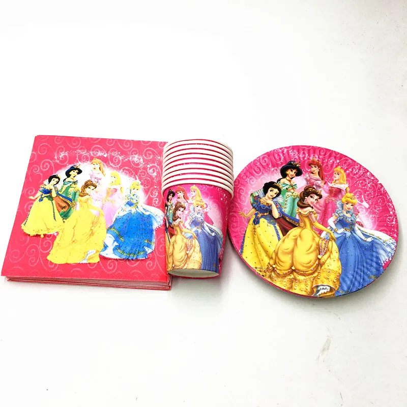 60pcs/lot Princesses plates cups kids birthday party supplies baby
