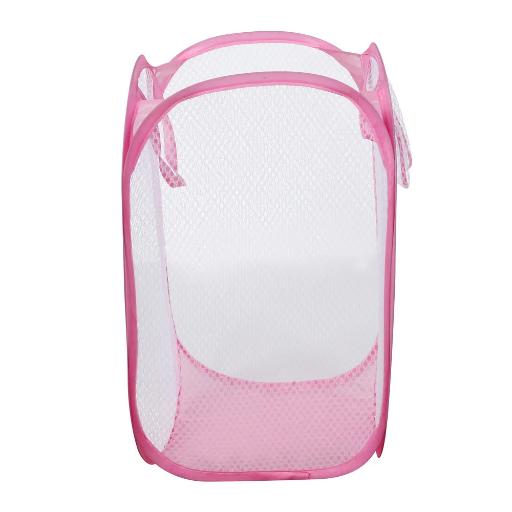 Корзины для белья и домашней Складная Pop Up складной стирки белья пакет сумка препятствуют сетки сумка для хранения корзина для стиральной машины - Цвет: Розовый