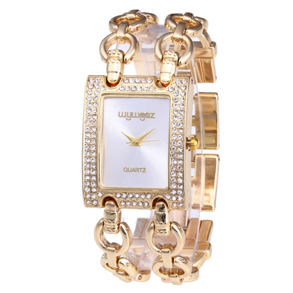 Relogio Feminino, женские круглые полностью бриллиантовые часы-браслет, кварцевые наручные часы с механизмом, роскошный золотой браслет, Femmes Montres - Цвет: Gold