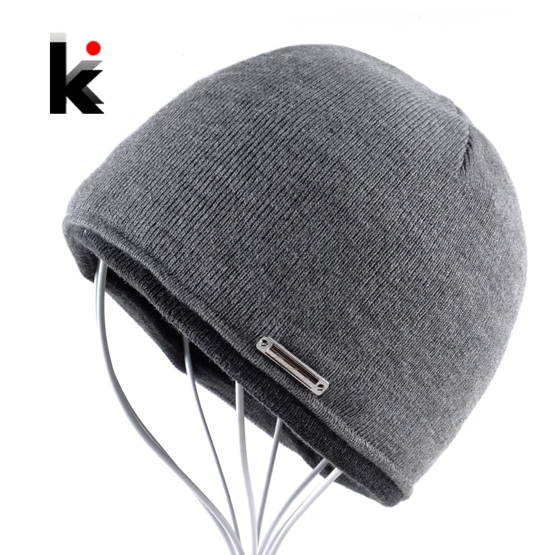 

Autumn Winter Beanie Hat Plus Thicker Velvet Men Knitted Cap Hip Hop Skullies Bonnet Beanies Skis Skating Mens Hats For Men
