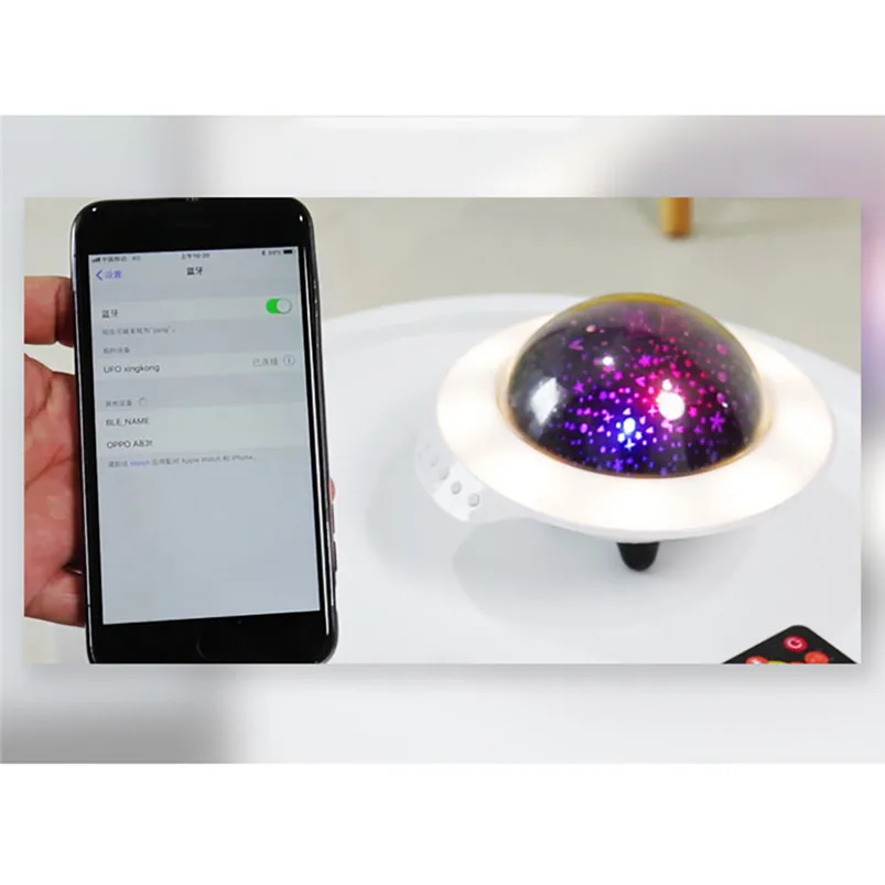 UFO Star Projector Lamp Sleep Night Light Rotating Lamp Bluetooth Version ABS Night Light 3 Brightness Lamparas 40AP0314