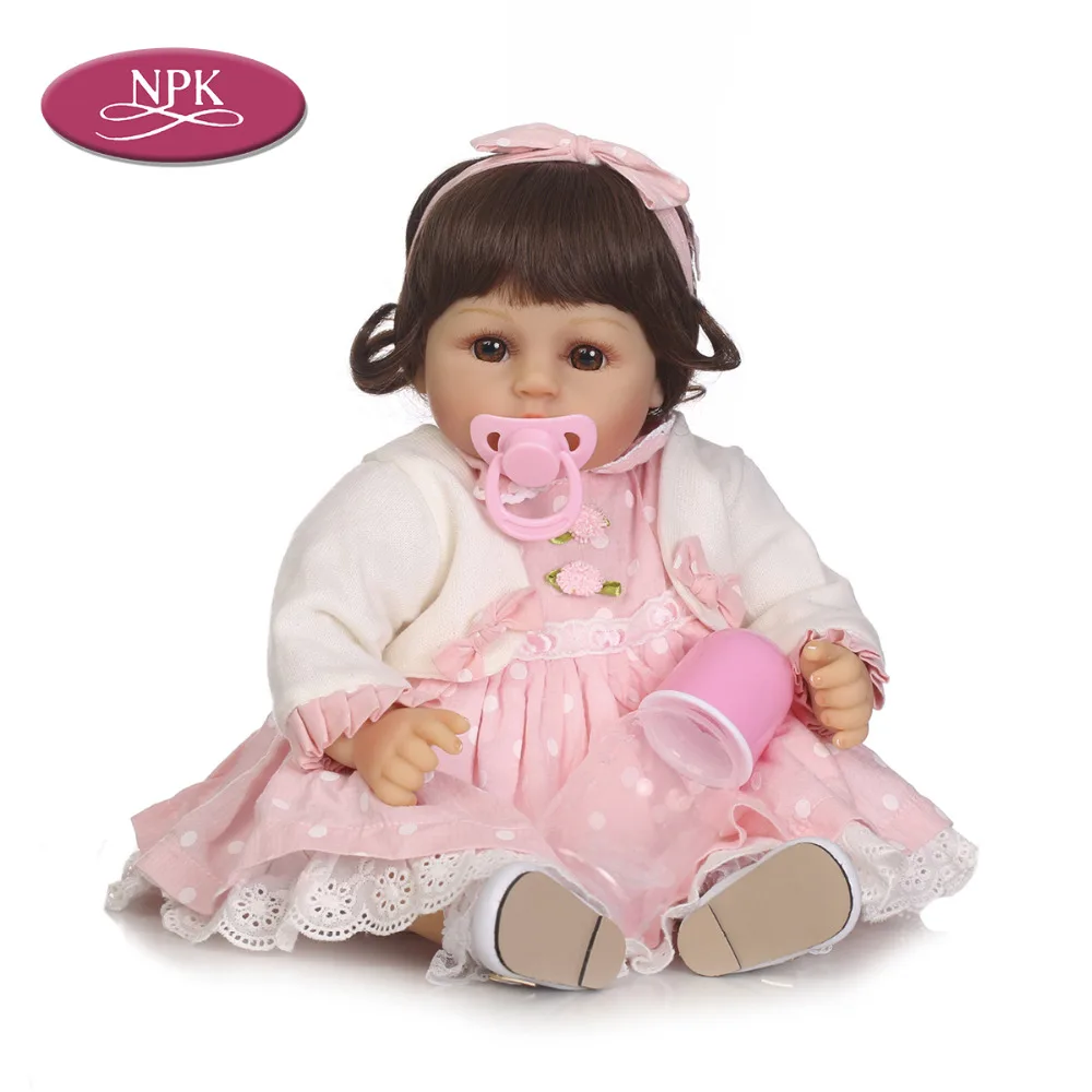 

NPK 46CM Silicone Lifelike Reborn babies Doll Soft Cloth Body Realistic Princess Pink Girl Doll Toys Kids Children Birthday Gift
