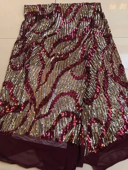 

2018 French Nigerian sequins sequence net African tulle mesh lace fabric high quality for party wedding dress 5yards/lot