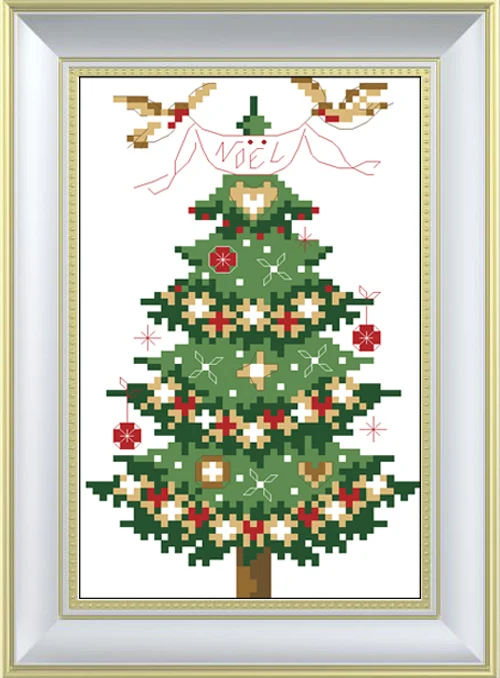 Needlework 11CT 14CT 16CT 18CT Cross Stitch DIY Count Embroidery Set Happy christmas tree | Дом и сад