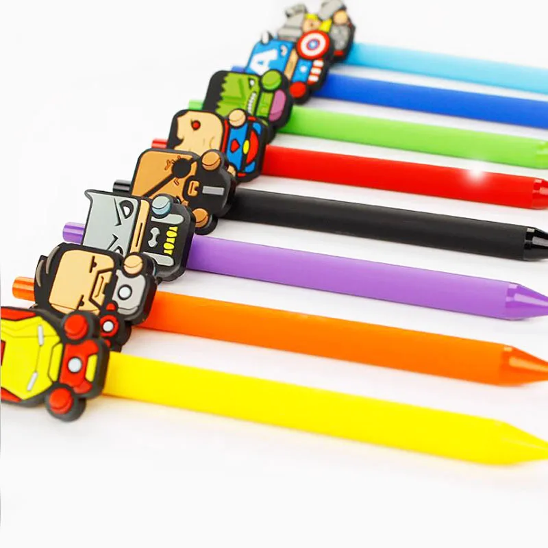 

Cartoon hero Gel Pen Kawaii 0.5mm Black Pen Kid Gift Papelaria Stationery Office & School Supplies G024