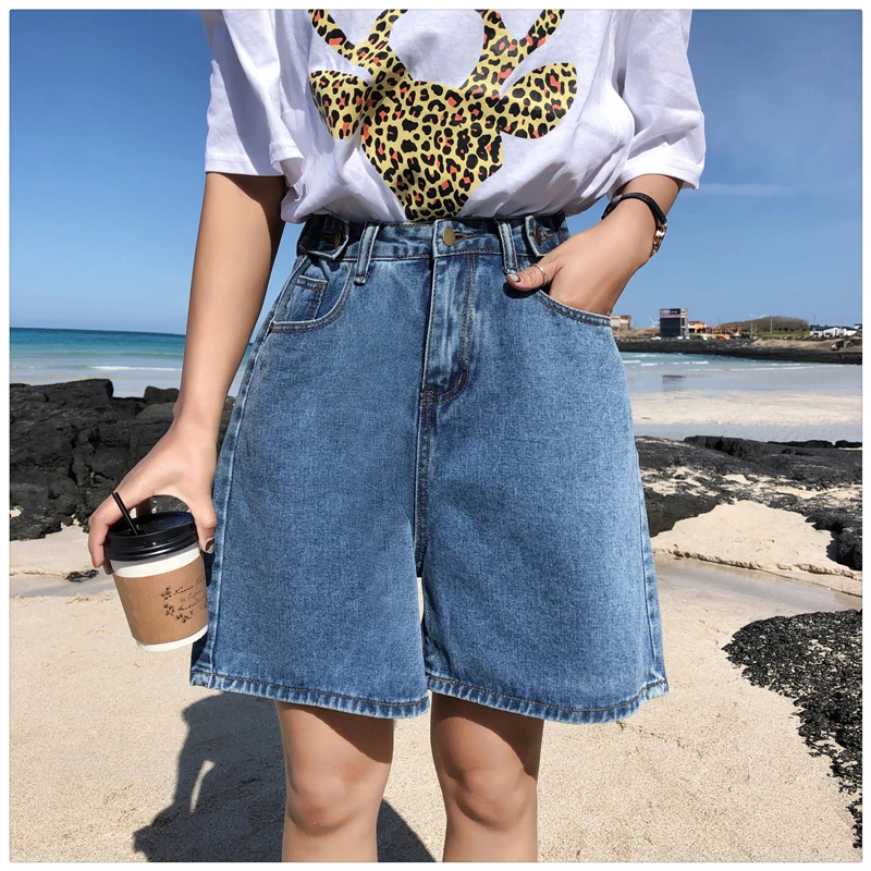 

Spring Summer Plus Size High Waist Girls Denim Short Loose Jeans Pants Women