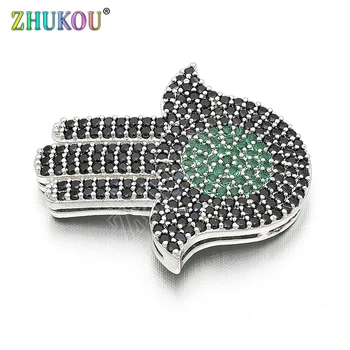 

24*22mm Brass Cubic Zirconia Hamasa Hand Charms Connectors DIY Jewelry Bracelet Necklace Making, Model: VS88