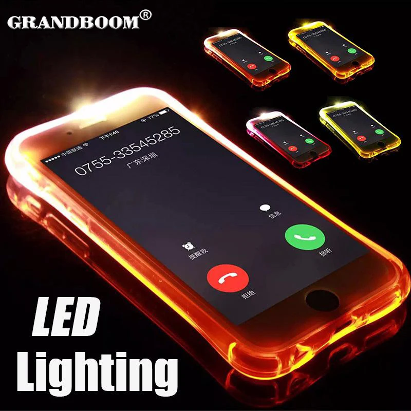 500pcs LED Call Light Up Flash Transparent Case For iPhone