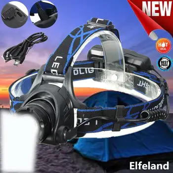 

Elfeland 50000LM Rechargeable T6 LED Headlamp 18650 Headlight Head Lamp Torch