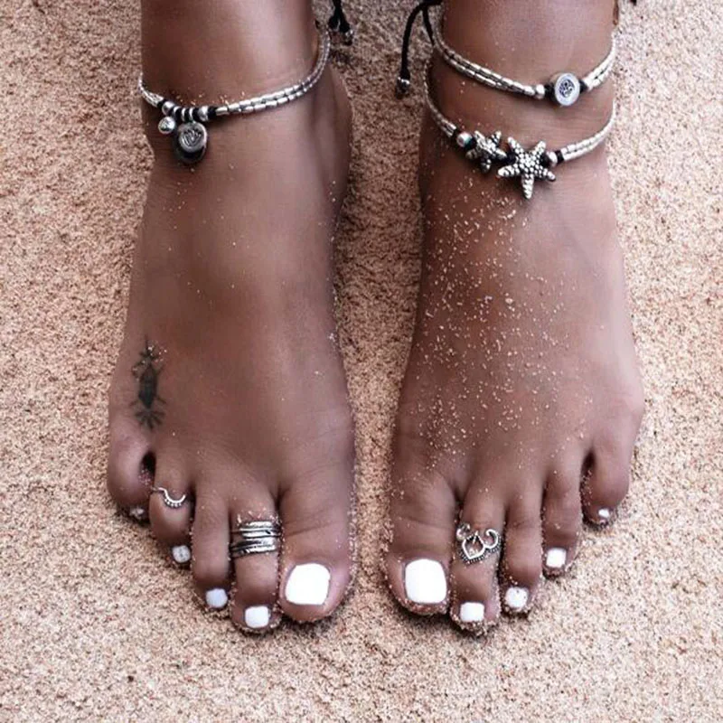 

Vintage Bracelet Foot Jewelry Retro Anklet For Women Ankle Leg Chain Charm Starfish Beads Bracelet Fashion Beach Jewelry NS32