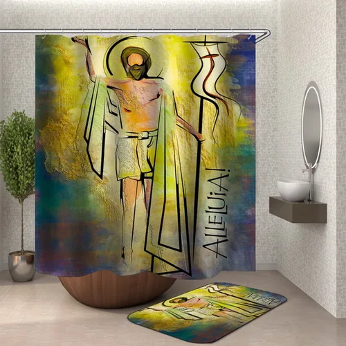 Картина Иисус Христос ванная занавеска ткань церковь крест занавеска для душа 3D водостойкий полиэстер занавеска для ванной импрессионист - Цвет: HY573