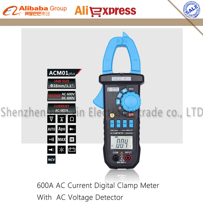 

ACM01 Plus Auto Range Digital Multimeter Non-contact AC Current Tester With Clamp Lighting Multimetr 2000 Counts