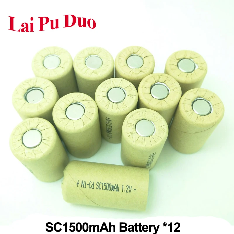 

Rechargeable SC Cells 1500mAh 1.2V Battery NI-CD 10A For Makita For Hitachi Replacement Power Tools 1.5Ah Cell 12 Pack Included