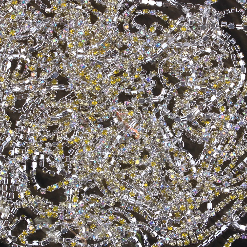 

ZOTOONE SS10 1Yard Mix Yeallow Rhinestones for Clothing Stones AB Crystals Cup Chain Rhinestone Trim Sew on Ornament Accessories