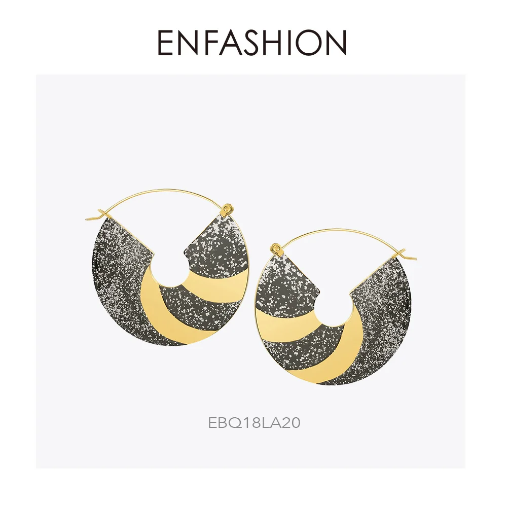 Enfashion лаковые художественные сережки, ручная роспись, висячие серьги с большими геометрическими фигурами для женщин, ювелирные изделия Oorbellen EBQ18 - Окраска металла: EBQ18LA20